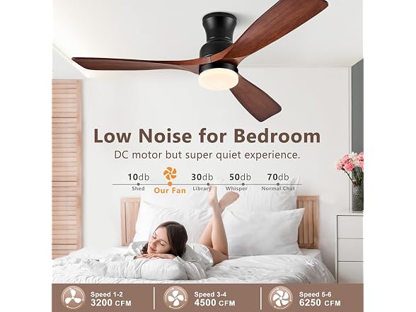 BOOSANT 60" Ceiling Fan with Lights Flush Mount