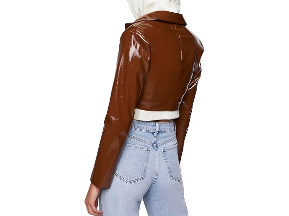 Forever 21 (S) Faux Patent Leather Cropped Blazer
