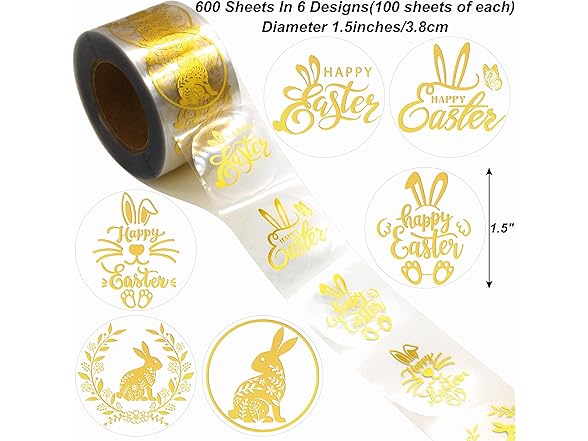 Masper 1.5 Inches/600 Easter Stickers