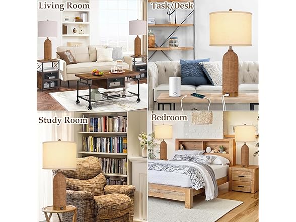 AUZONIMICS Table Lamps with 2 USB Ports