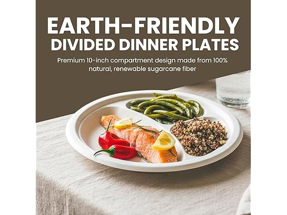Sugarcane Compartment Plates 10" 100ct