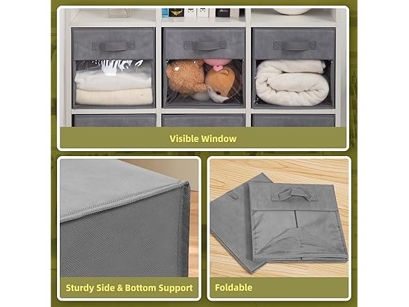 STORAGEIDEAS Storage Cubes13 Inch Cube Storage Bins With Clear Window