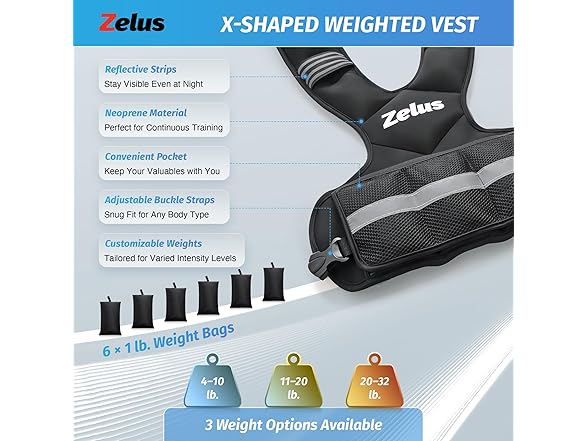 ZELUS Weighted Vest - 4-10lbs