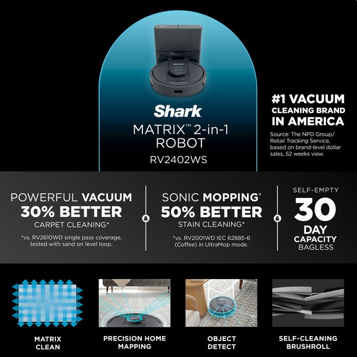 SHARK RV2402WS_S&D IQ 2-in-1 Robot Vac & Mop - Gallery 20
