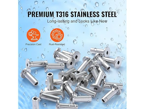 VEVOR 81 Pack T316 Stainless Steel Protector Sleeves for 1/8" Wire Rop