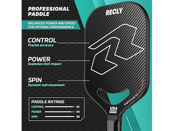 Recly Pickleball Paddle, 3K Carbon Fiber