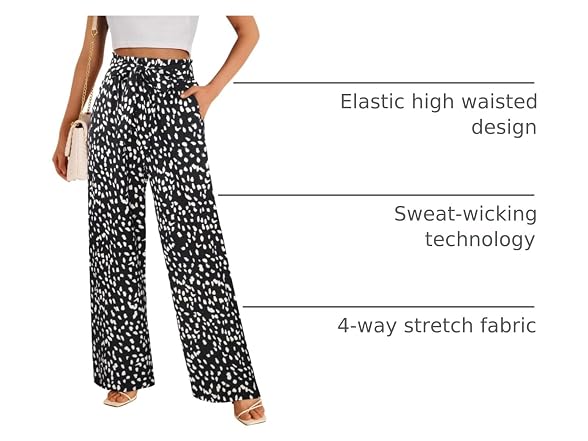 ECOWISH Women (L) Pants High Waisted with Pocket