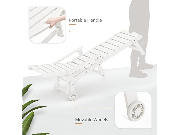 LUE BONA Set of 2 White Chaise Lounge Chairs