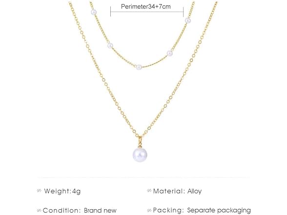 Matripop Gold Pearl Necklace 14K Gold Plated