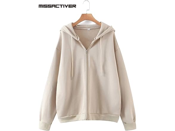 Missactiver Women (S) Solid Drawstring Zip Jacket