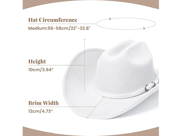 SAJUZEN Wide Brim Cowboy Hat White