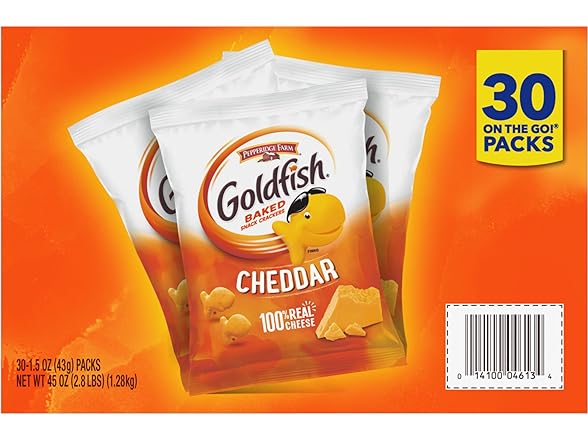 30PK Goldfish Cheddar Crackers, 1.5 oz.