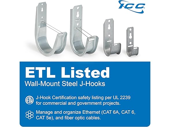 ICC 2-Inch Wall Mount J-Hook – 25-Pack