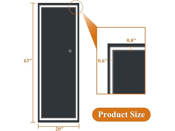 NeuType LED Mirror 63"x 20" Full Length 