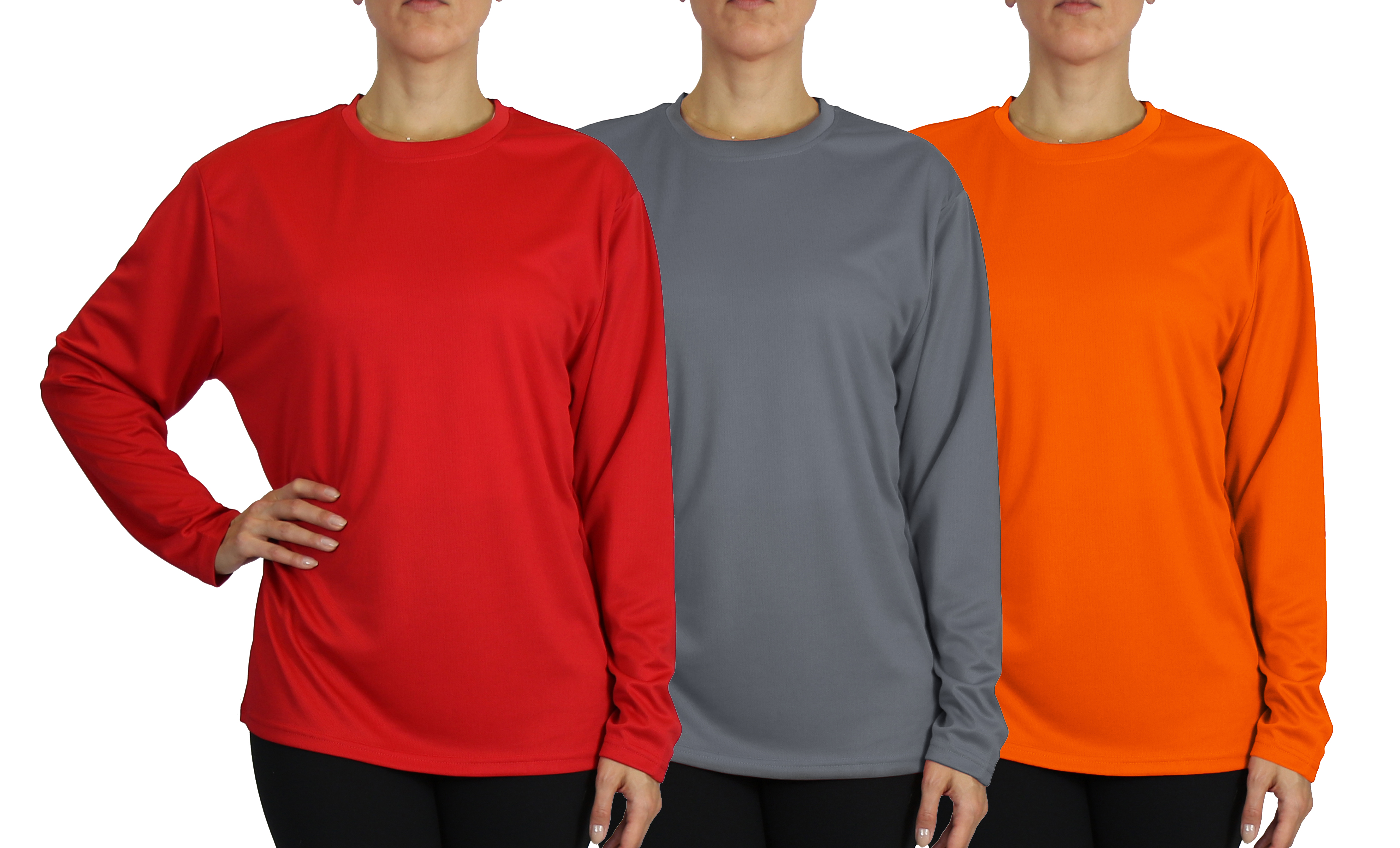 3Pk Womens L/S Loose Fit Performance Shirt - Gallery 19