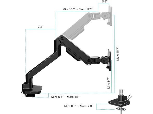 ARES WING 17" to 49" Ultrawide Monitor Arm with USB