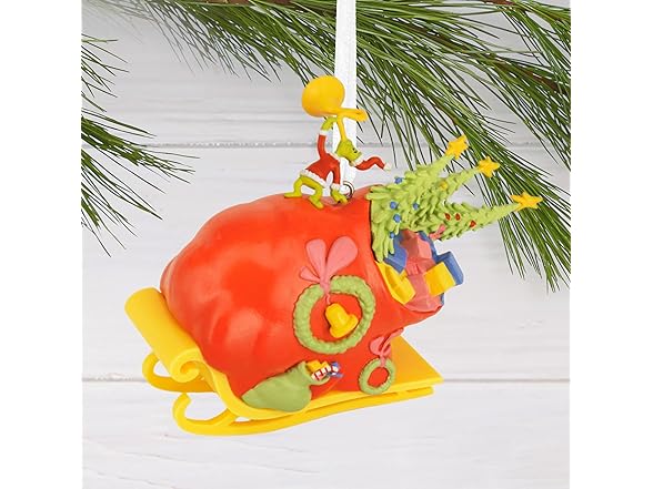 Hallmark Grinch on Sleigh Ornament