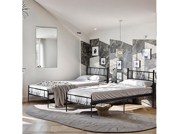 Relyblo Twin Size Metal Platform Bed Fra