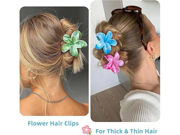 (4 ct) SHINLEA Flower Claw Clips, Hawaiian Plumeria Flower