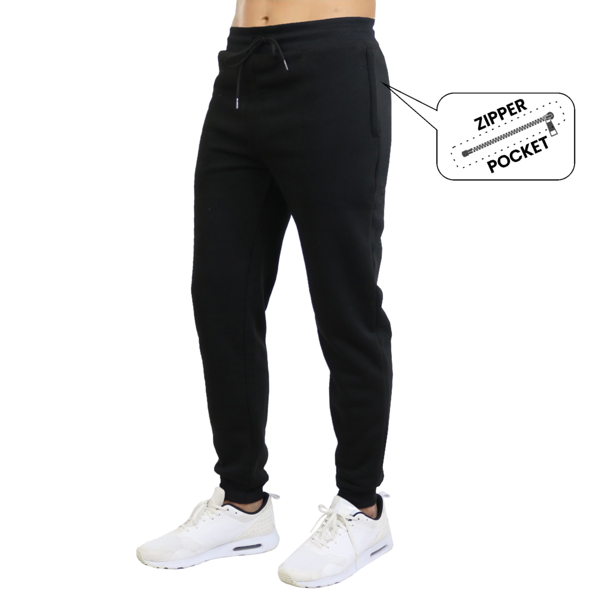 3Pk Mens Fleece-Lined Zip Joggers - Gallery 18