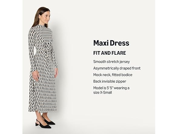 Amazon Essentials Women Fit & Flare LS Short Maxi Dress