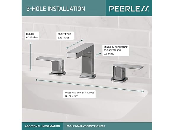 Widespread Two Handle Bathroom Faucet, 3 Hole