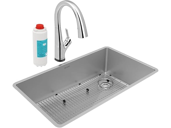 Elkay Crosstown SS 31" Sink Kit w Filtered Faucet