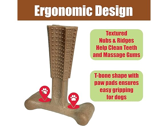 SPOT Bam-Bones Plus Coffee Wood T-Bone Dog Chew Toy