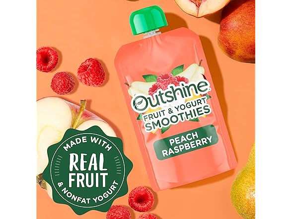 4PK Outshine Fruit & Yogurt Smoothie Peach Raspberrt