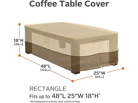 48 Inch Rectangular Patio Coffee Table Cover