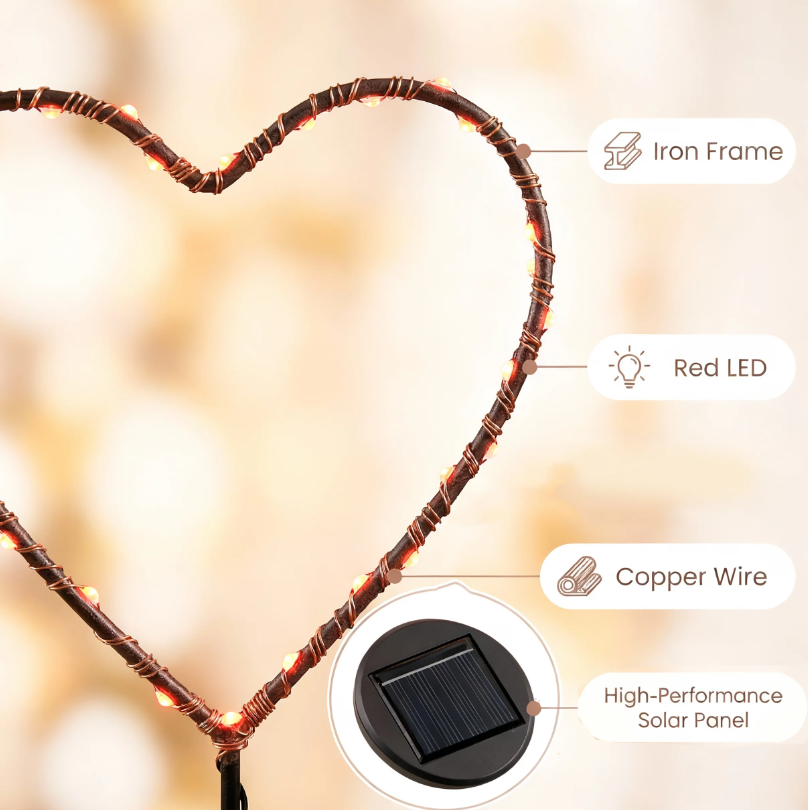 Touch Of ECO Solar Powered LED Garden Stake- Heart - Gallery 20