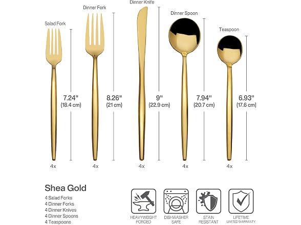 Towle Living Forged Shea Gold 20-Piece Flatware Set