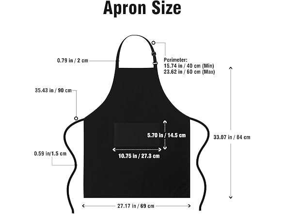 Xornis 1 Piece Bib Aprons with 2 Pockets