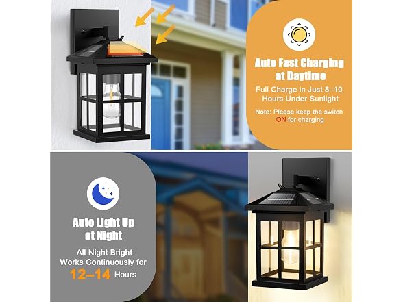 BesLowe 2-Pack Solar Outdoor Wall Lights - Gallery 2