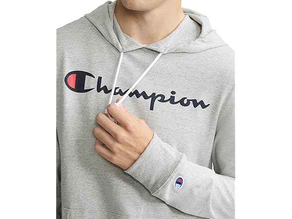 Champion Mens Hoodie Script Gray (M)