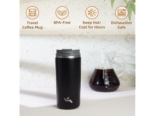 Konokyo 12oz Travel Coffee Mug with Lid