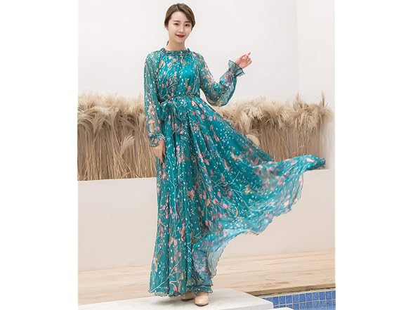 MedeShe Women (XL) Long Sleeve Holiday Maxi Dress