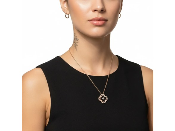 Full CZ Halo Clover Necklace