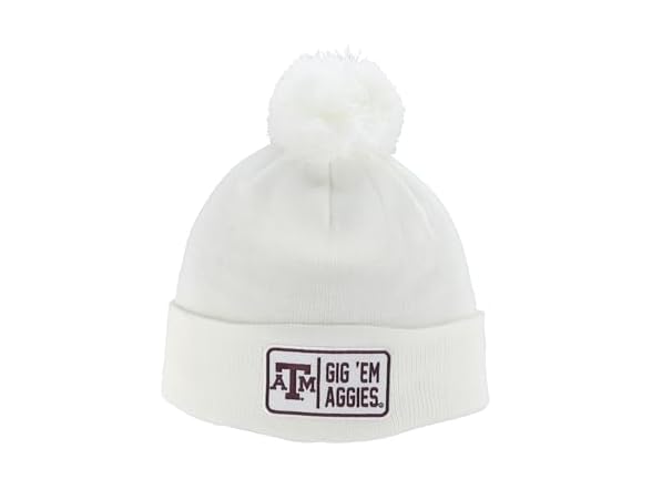 AGGIES Pom Beanie Patch Defer White