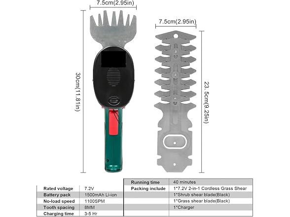 IOKGVEDD GAR-54 7.2V Cordless Hedge & Shrub Trimmer