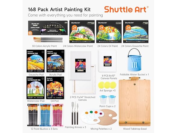 168 Pcs Artist Painting Kit, Deluxe Art