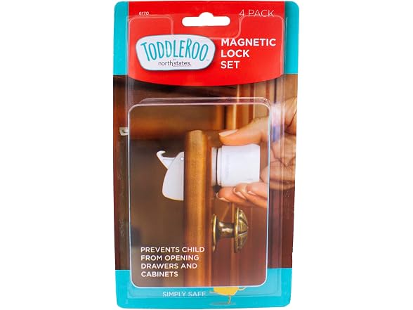 Magnetic Cabinet Locks, 4 Pack