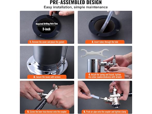 VEVOR Kegerator Tower Kit, Single Tap