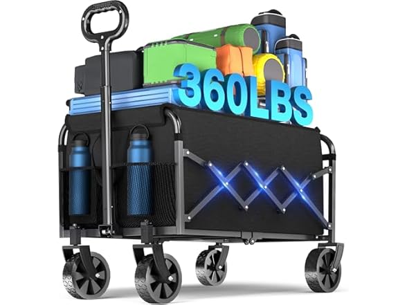 JINIHFW Wagon Cart Foldable, Portable w/ Wheels