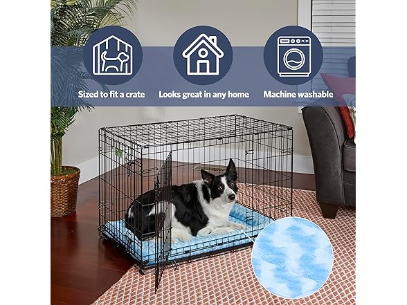 Fashion Dog Bed – Blue Faux Fur Bolster