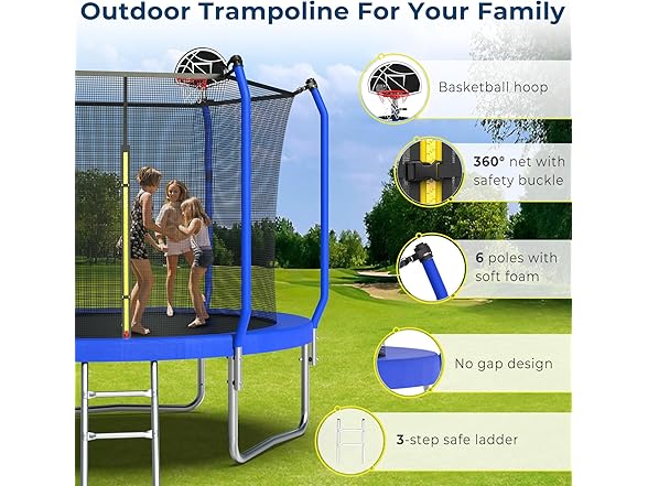 Tatub 10FT Trampoline  Basketball Hoop