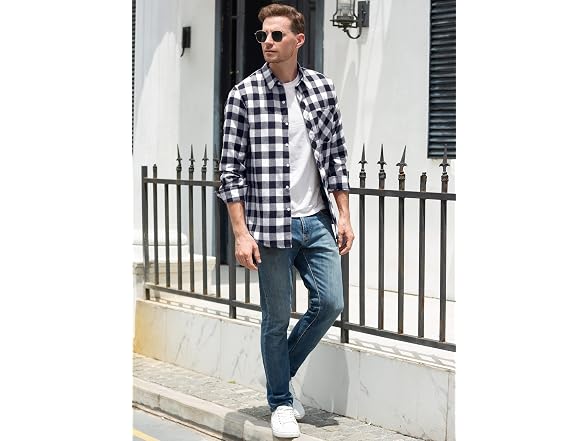 Betusline Men (M) Casual Button Down Long Tops