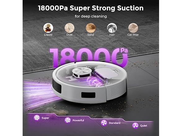 Robot Vacuum and Mop Combo 18000Pa Suction
