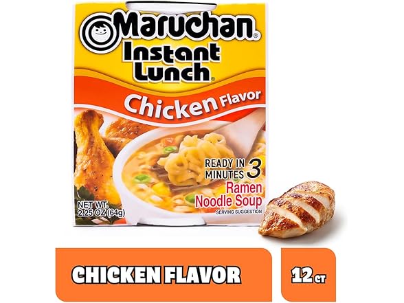 12PK Maruchan Instant Lunch Ramen Noodles, Chicken