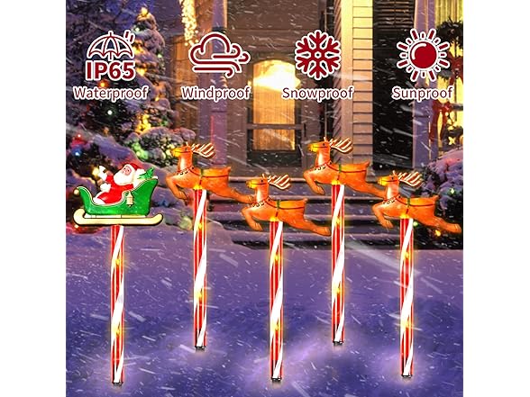 10 Pack Christmas Decorations Elk Santa Claus solar Christmas lights